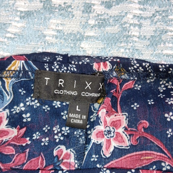 Trixxi Dress Womens Large Floral Square Neck Puff Sleeve Ruffle Boho Chiffon - Picture 11 of 16